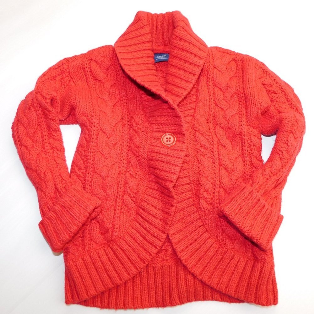 Baby Gap Toddler Girl 3T Red 1 Button Cardigan Cable Knit Sweater